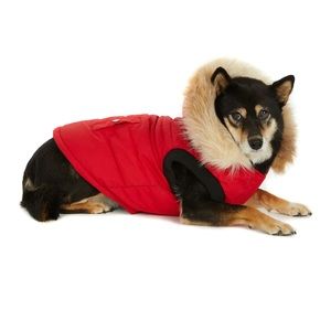 NWOT Pajar Pup Barnard Cozy Microfleece Lined Quilted Split Hood Coat in Red